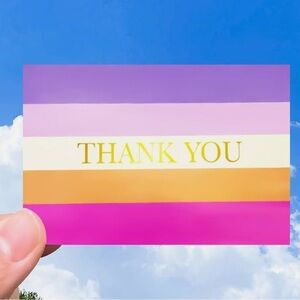 NEW!💕25 striped thank you cards - pink/ purple